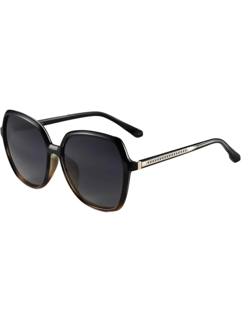 Women's Polarized Oversized Square Sun Glasses Shades UV400 Protection C03 Black